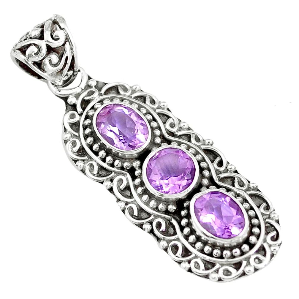 925 sterling silver 4.93cts natural purple amethyst pendant jewelry m89348