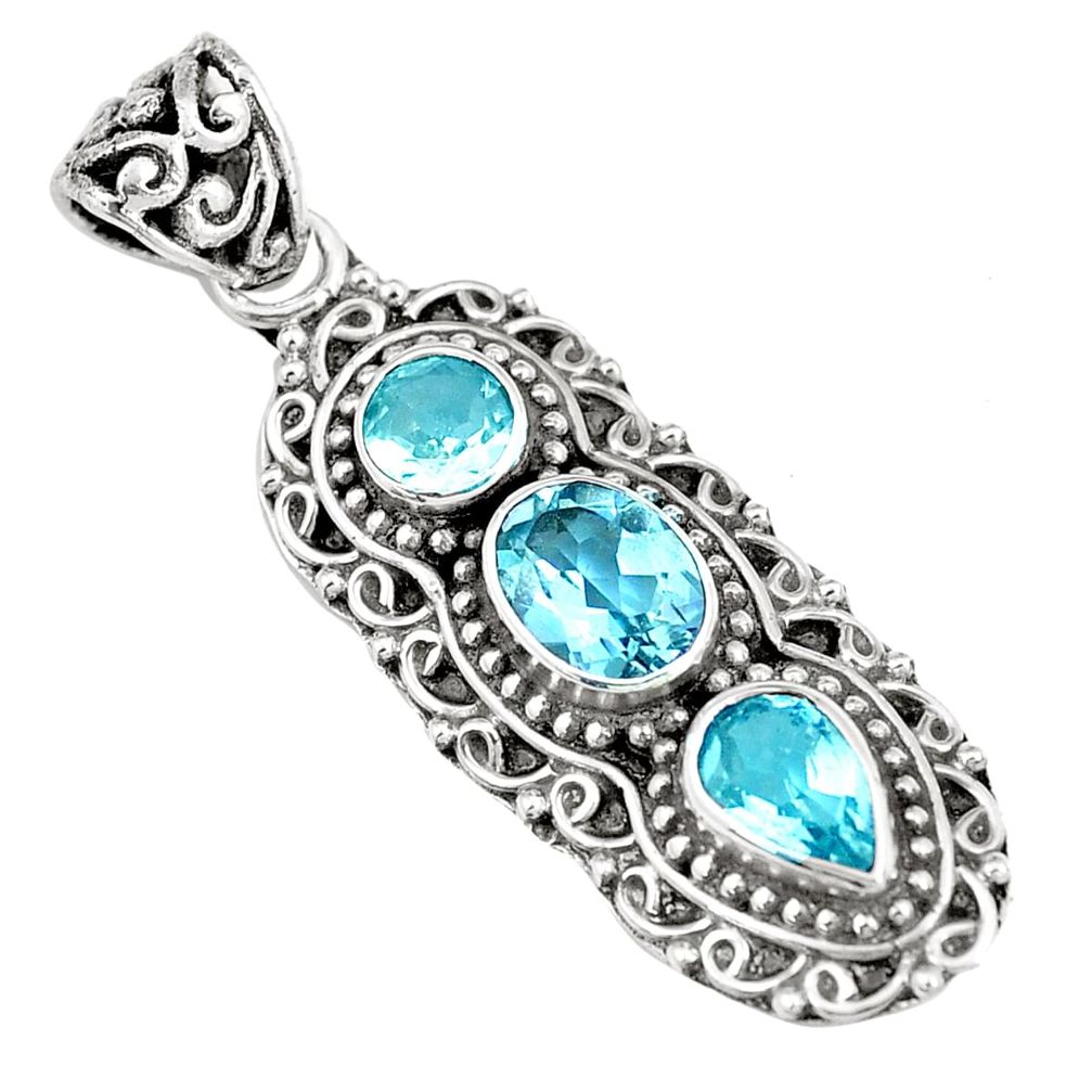 5.30cts natural blue topaz 925 sterling silver pendant jewelry m89352