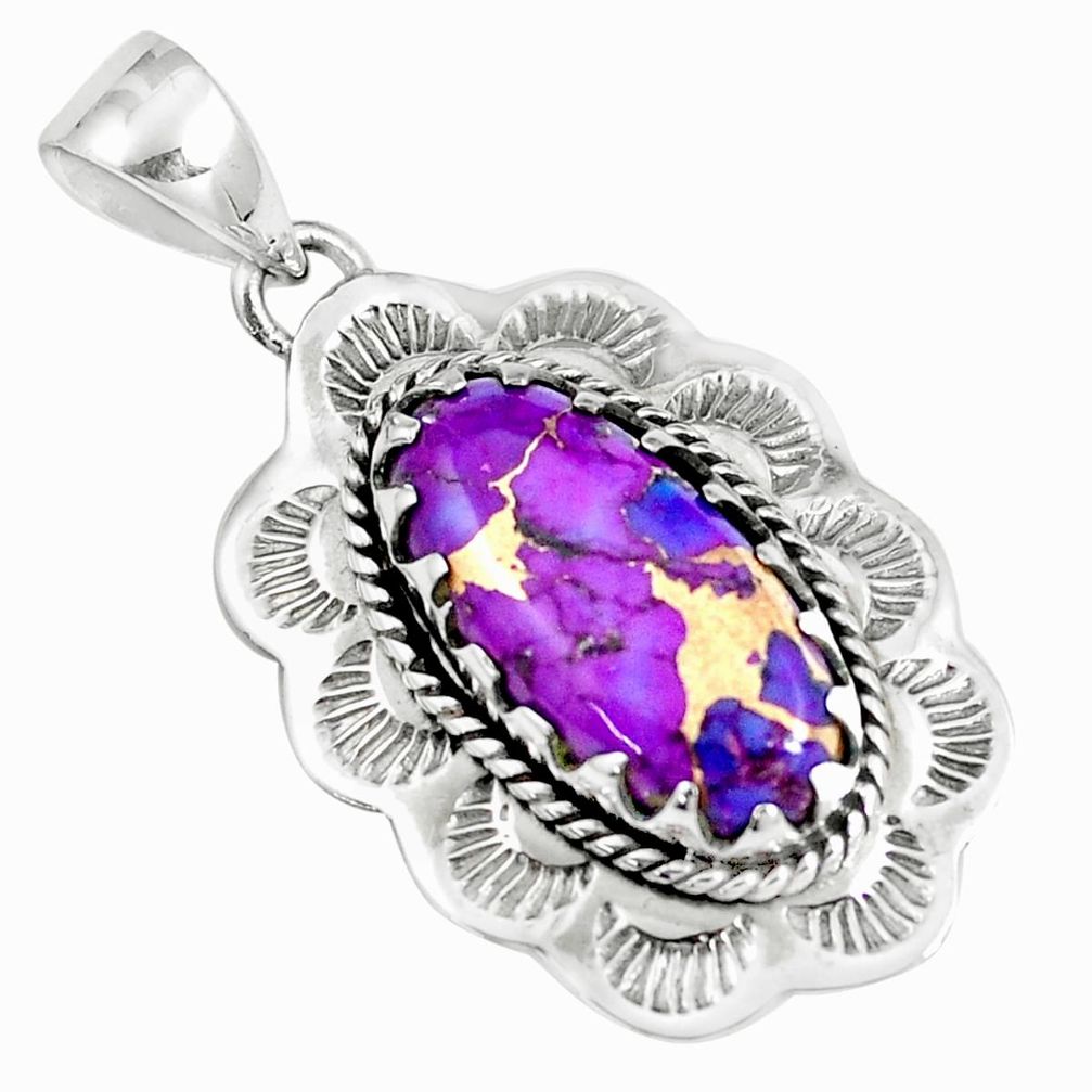 7.03cts purple copper turquoise 925 sterling silver pendant jewelry m89422