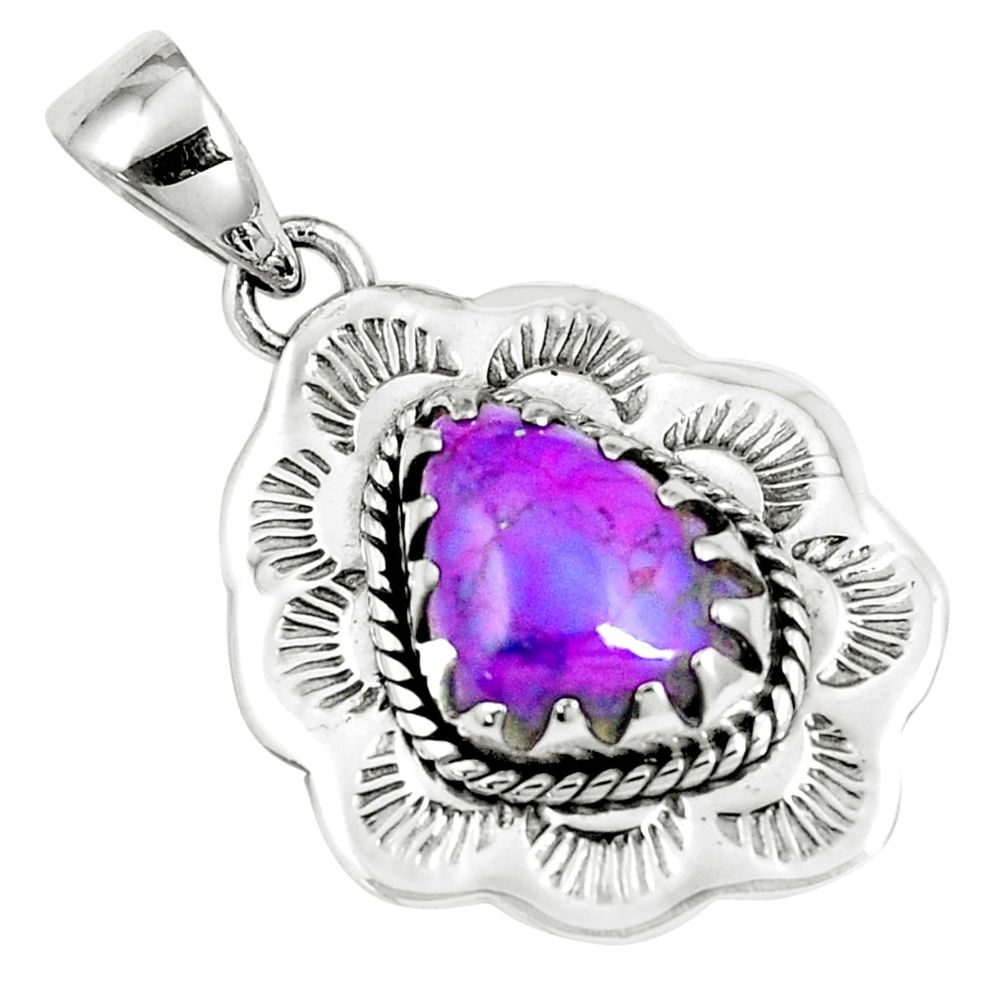 5.10cts purple copper turquoise 925 sterling silver pendant jewelry m89423