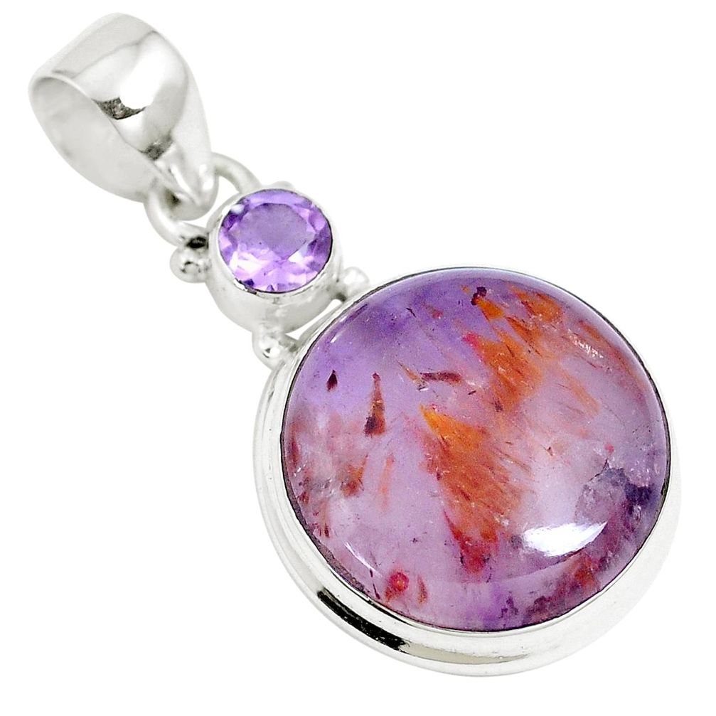 15.02cts natural purple cacoxenite super seven 925 silver pendant m90267