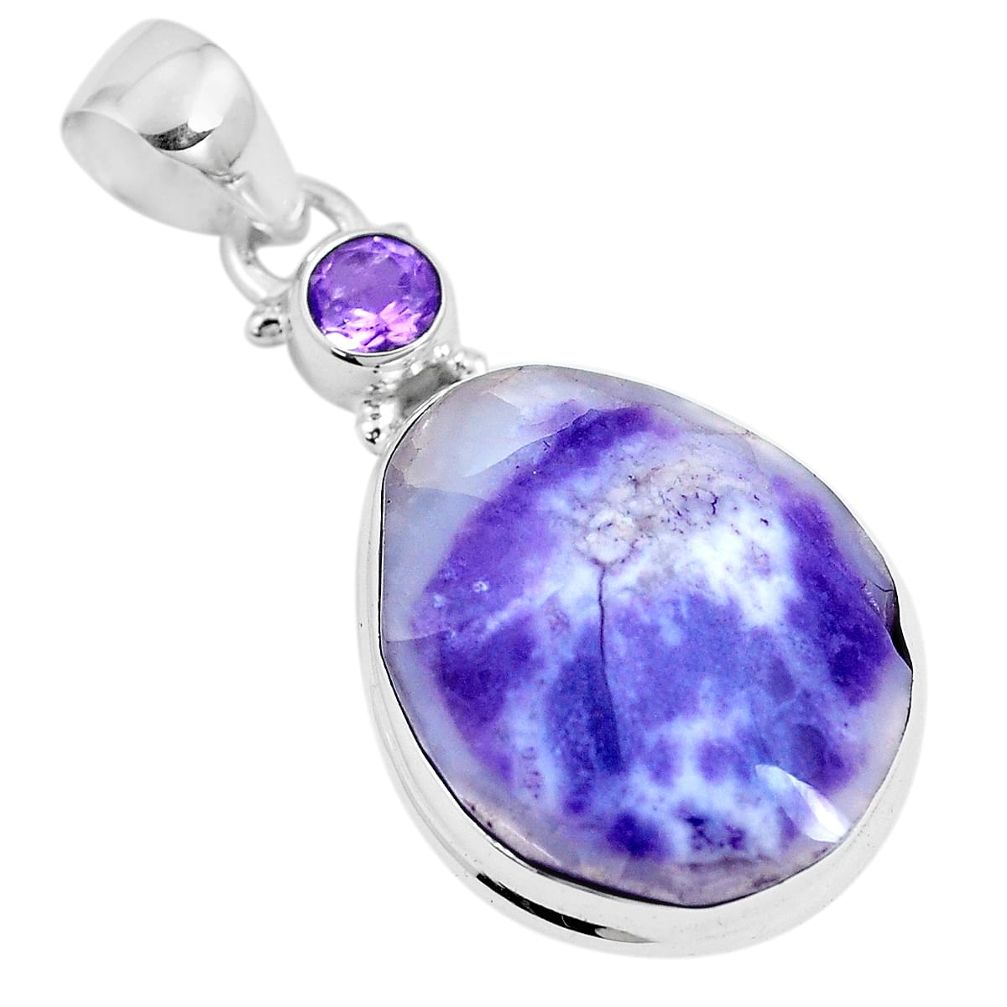 16.49cts natural purple opal amethyst 925 sterling silver pendant jewelry m90353