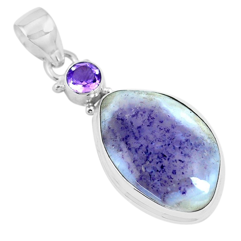 14.06cts natural purple opal amethyst 925 sterling silver pendant jewelry m90354