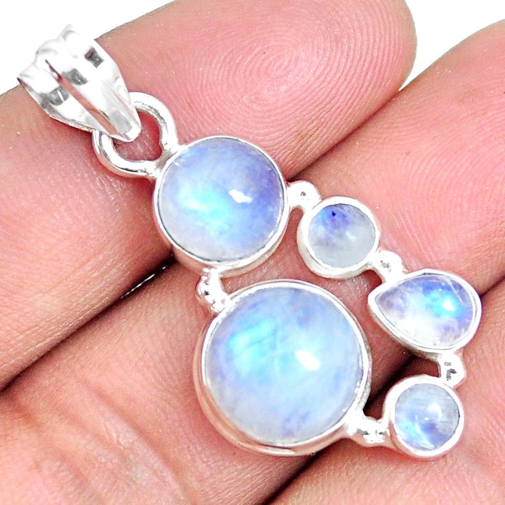 11.02cts natural rainbow moonstone 925 sterling silver pendant jewelry m90392