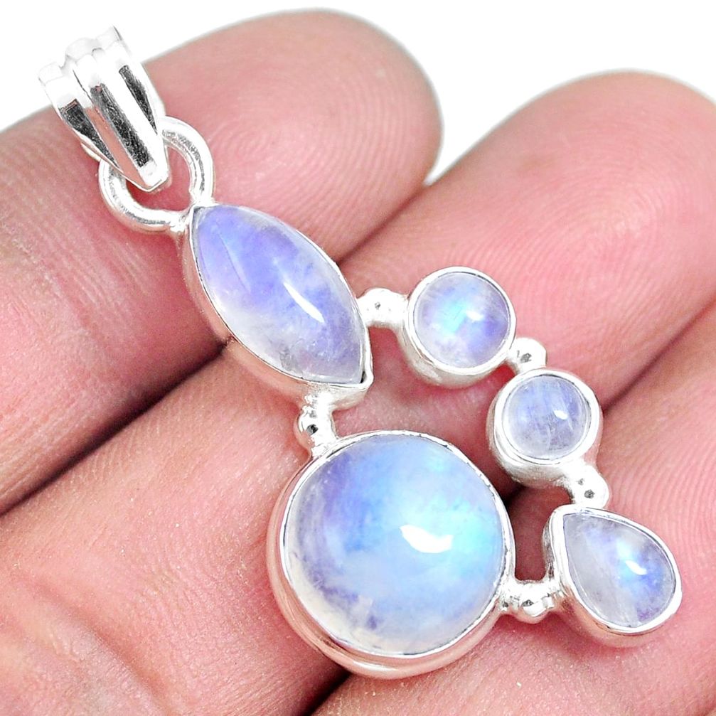 10.04cts natural rainbow moonstone 925 sterling silver pendant jewelry m90414