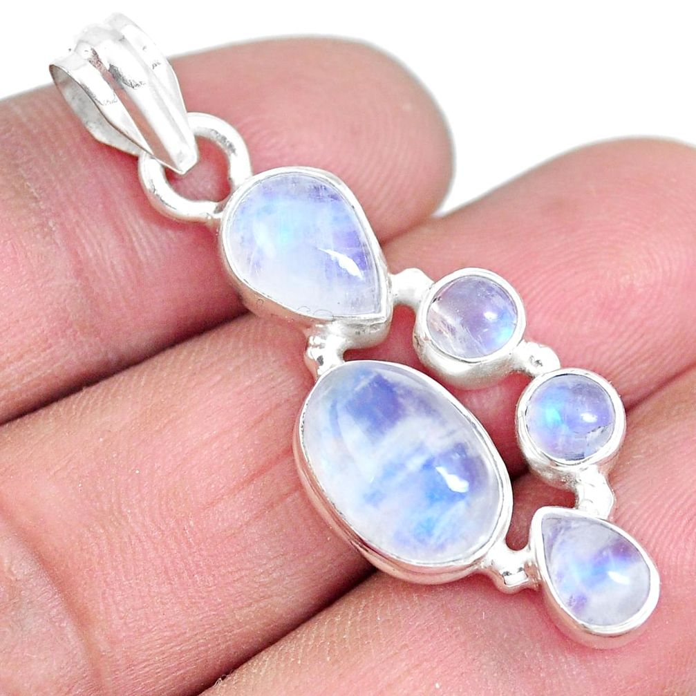 9.39cts natural rainbow moonstone 925 sterling silver pendant jewelry m90415