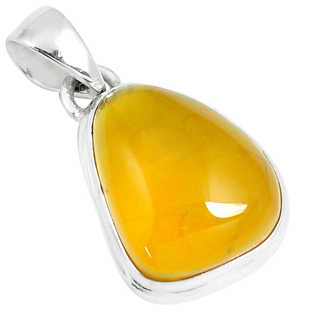 11.07cts natural yellow amber bone 925 sterling silver pendant jewelry m91247