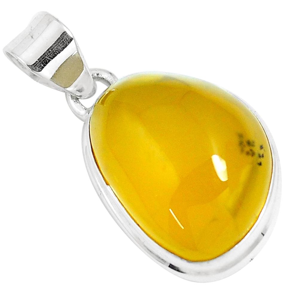 15.02cts natural yellow amber bone 925 sterling silver pendant jewelry m91249