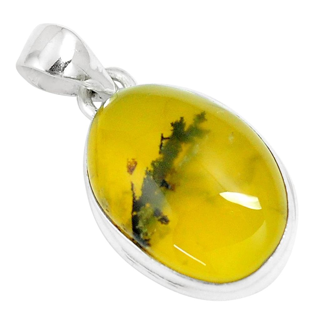 13.15cts natural yellow amber bone 925 sterling silver pendant jewelry m91250