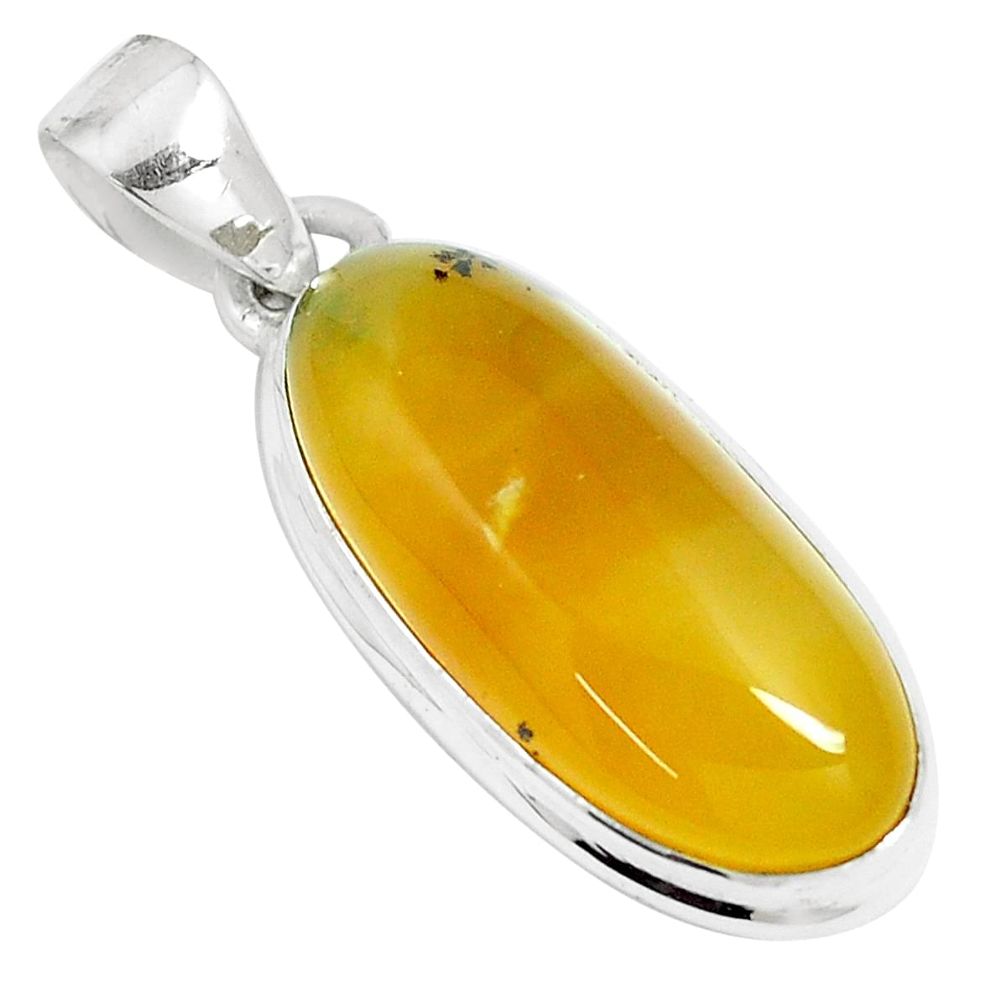 925 sterling silver 12.62cts natural yellow amber bone fancy pendant m91252