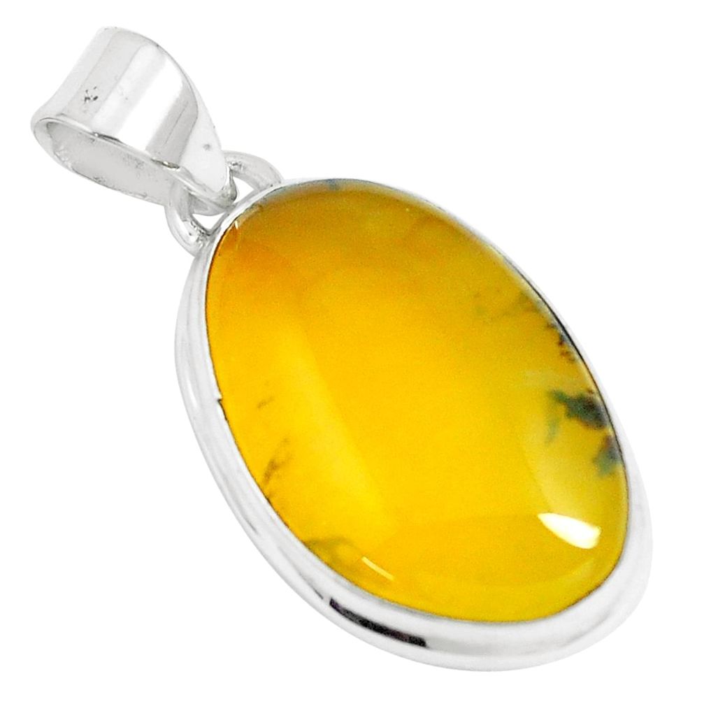 925 sterling silver 13.70cts natural yellow amber bone fancy pendant m91256