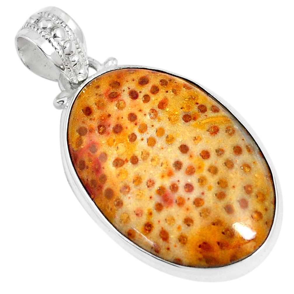 17.57cts natural multi color plum wood jasper 925 sterling silver pendant m91372