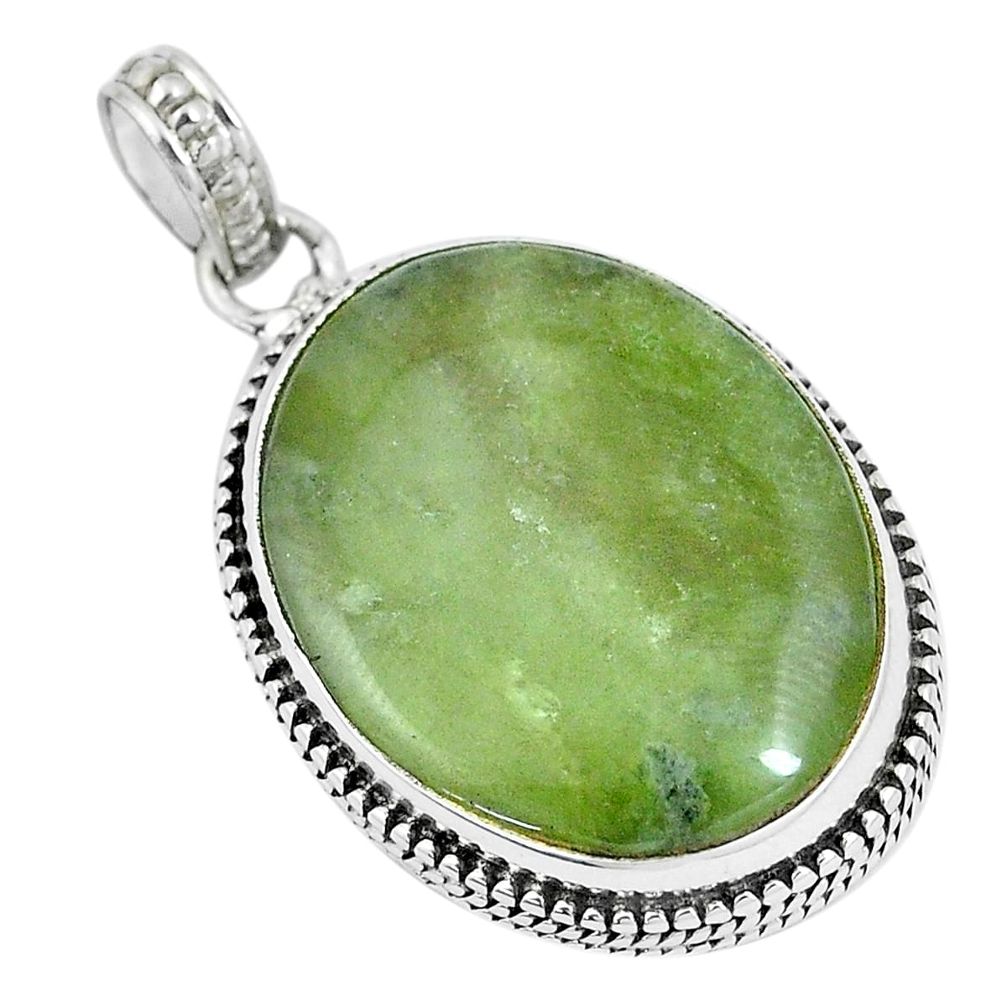 925 sterling silver 24.00cts natural green vasonite pendant jewelry m91416