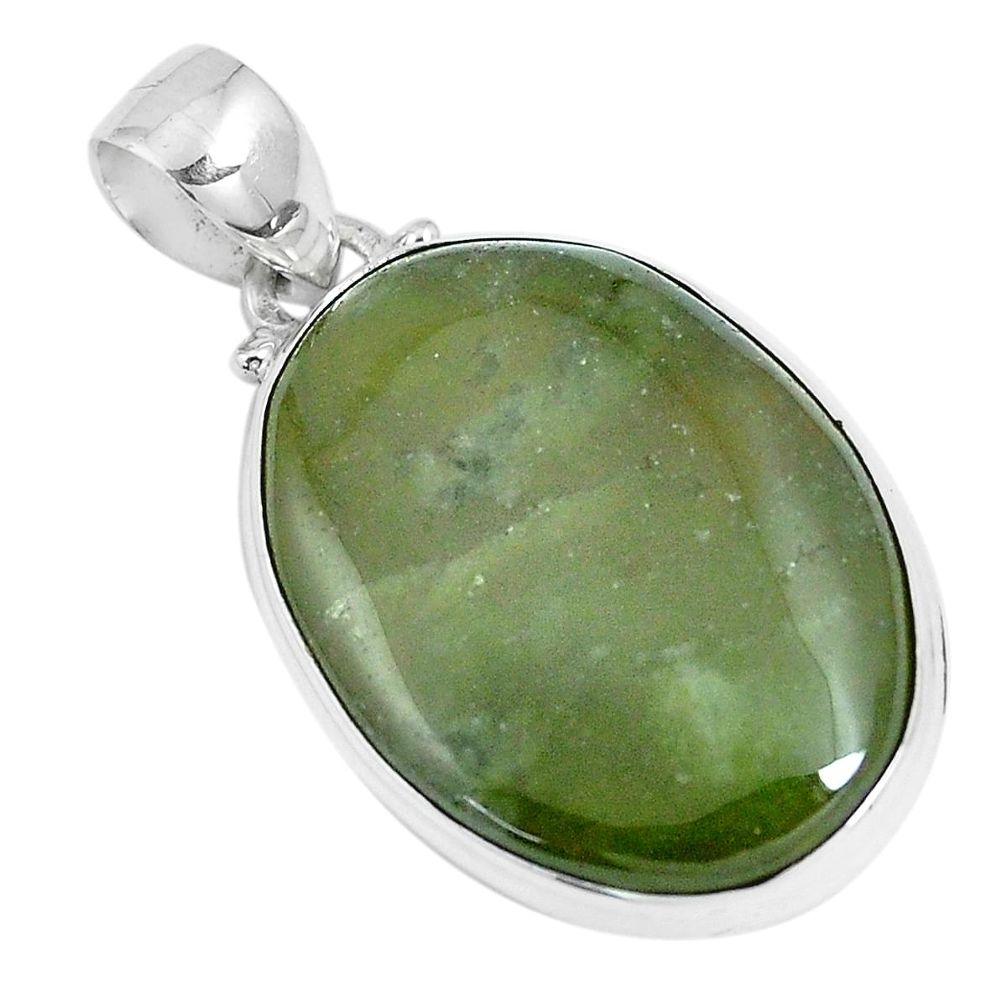 925 sterling silver 21.48cts natural green vasonite oval pendant m91420