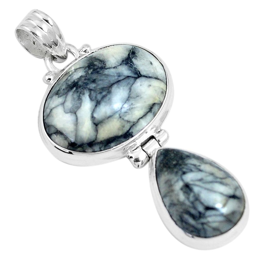 23.92cts natural white pinolith 925 sterling silver pendant jewelry m91424