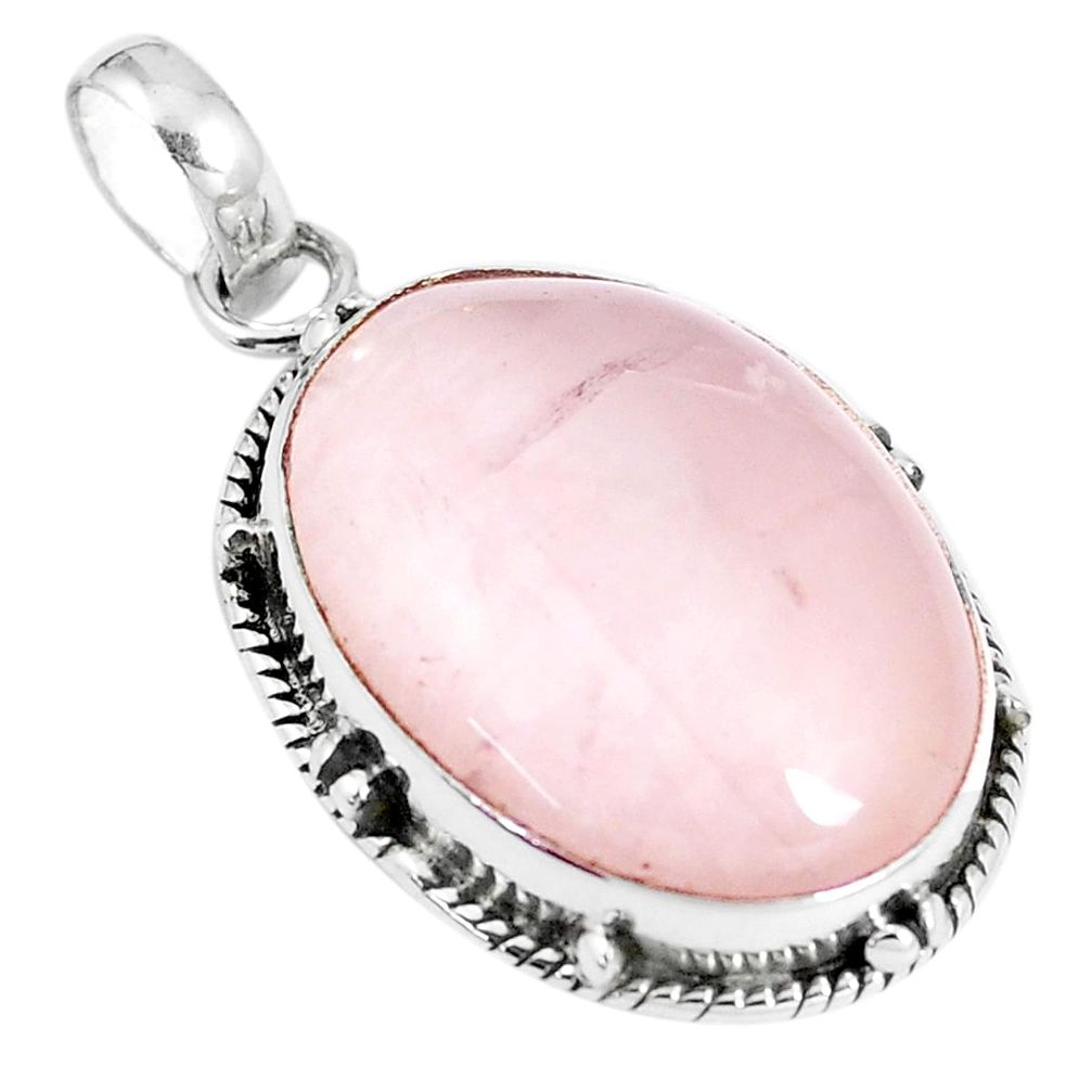 925 sterling silver 19.72cts natural pink rose quartz pendant jewelry m91917