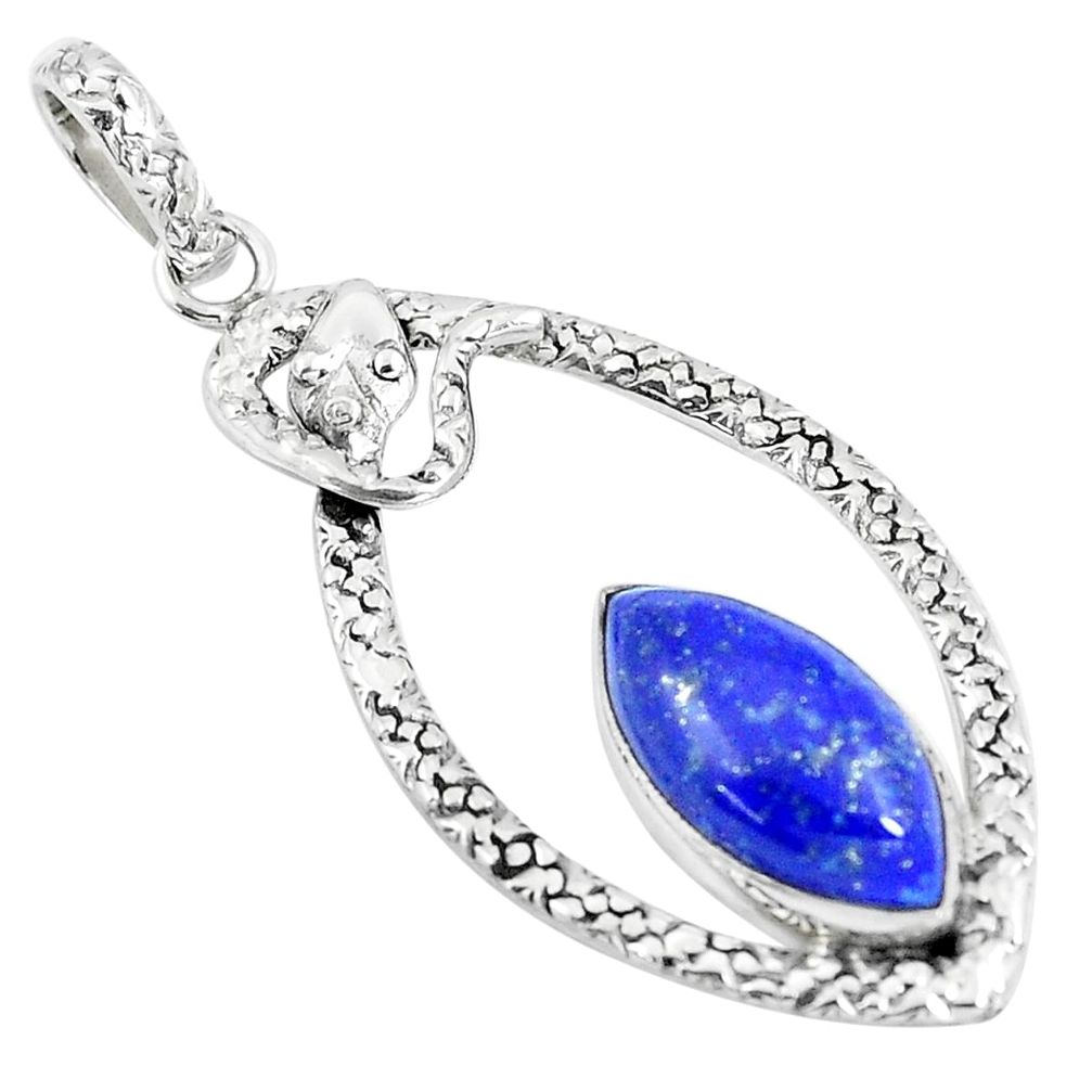 9.72cts natural blue lapis lazuli 925 sterling silver snake pendant m92621