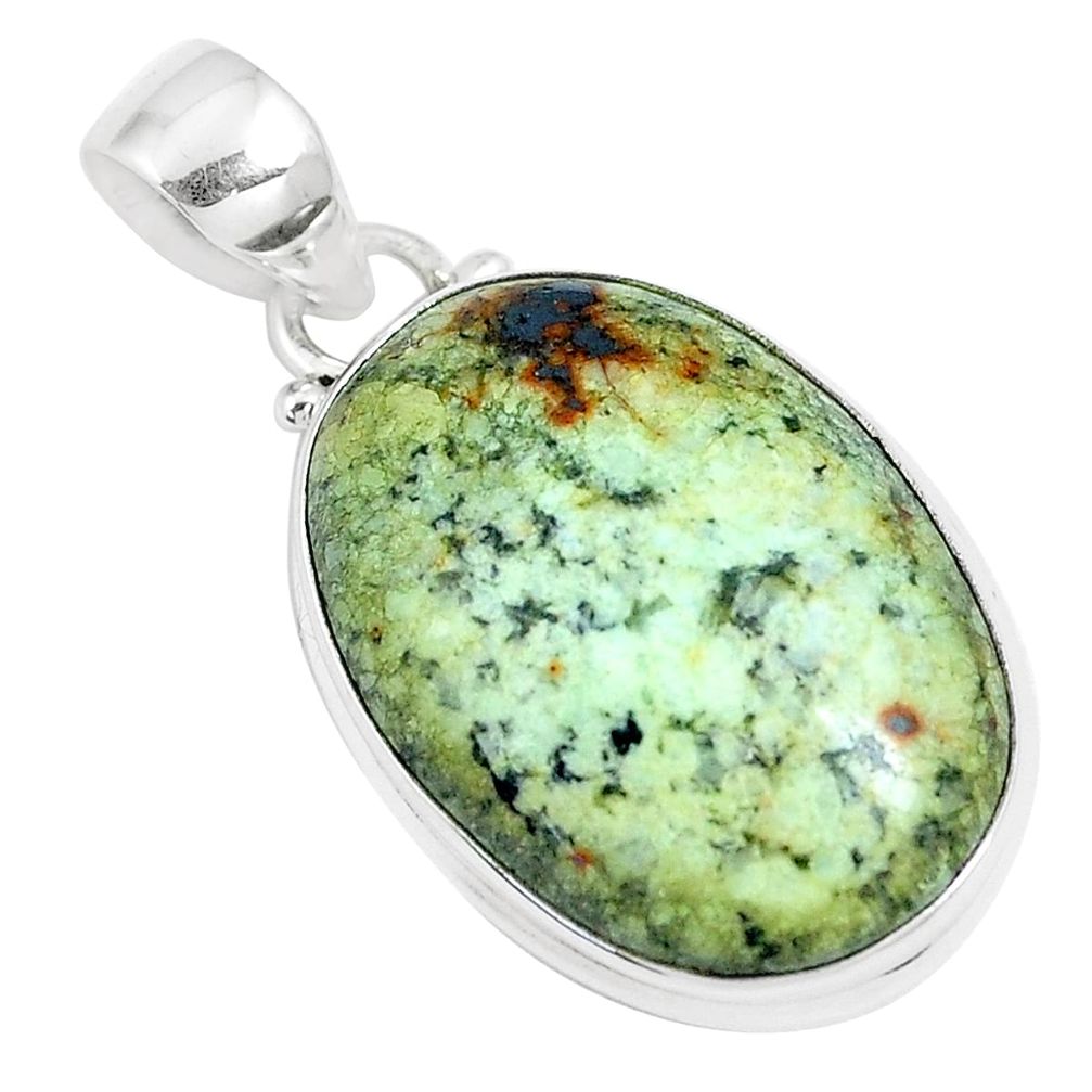 17.57cts natural green norwegian turquoise 925 sterling silver pendant m92854