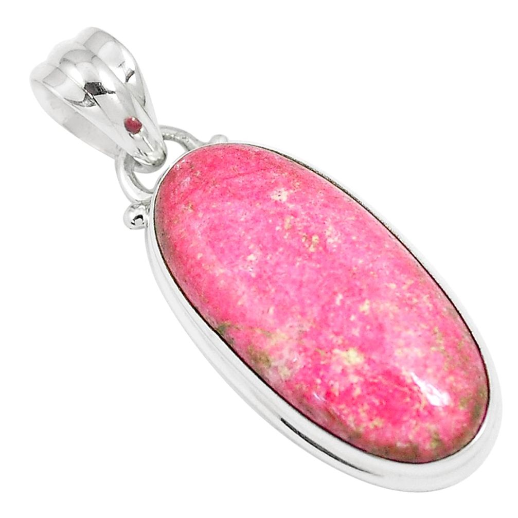 16.73cts natural pink thulite (unionite, pink zoisite) 925 silver pendant m92949