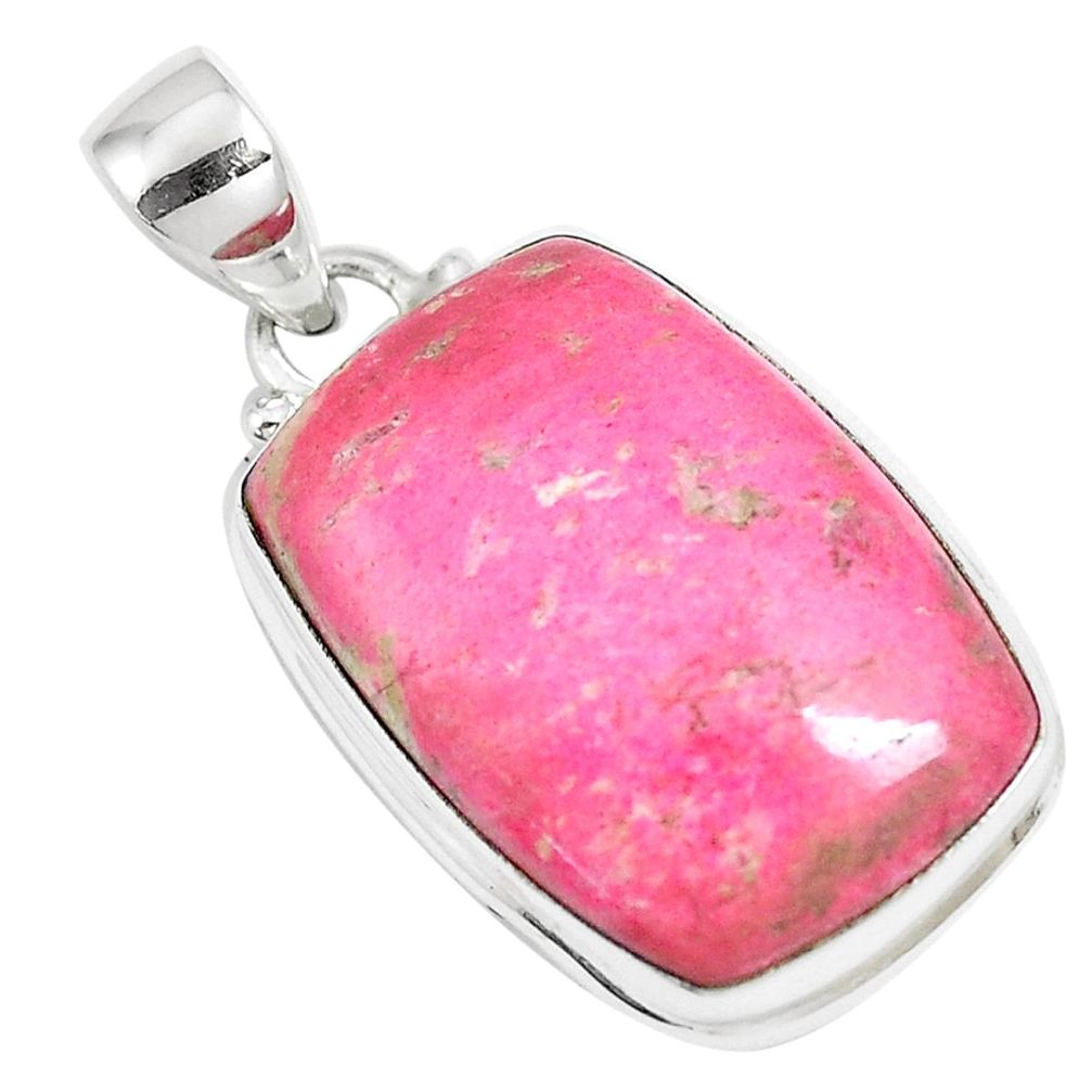 22.59cts natural pink thulite (unionite, pink zoisite) 925 silver pendant m92950