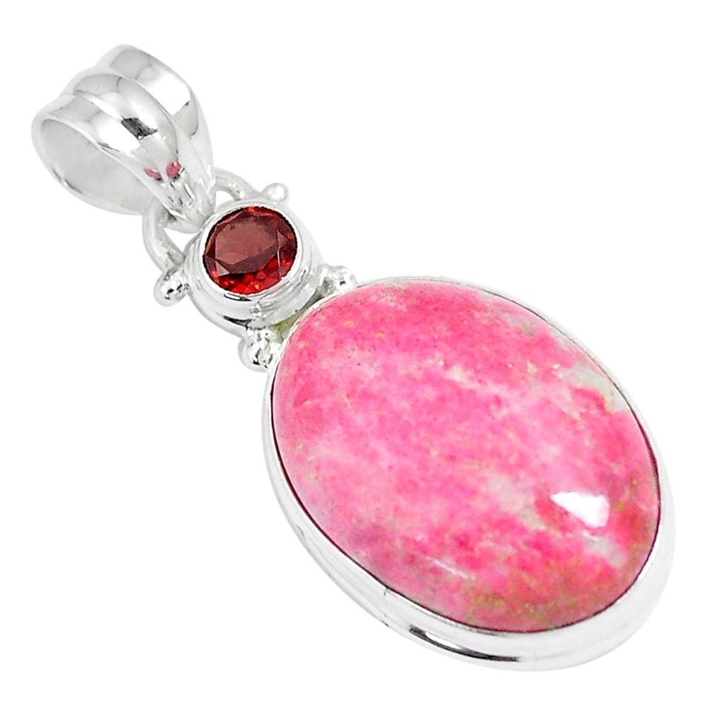 925 silver 18.15cts natural pink thulite (unionite, pink zoisite) pendant m92951