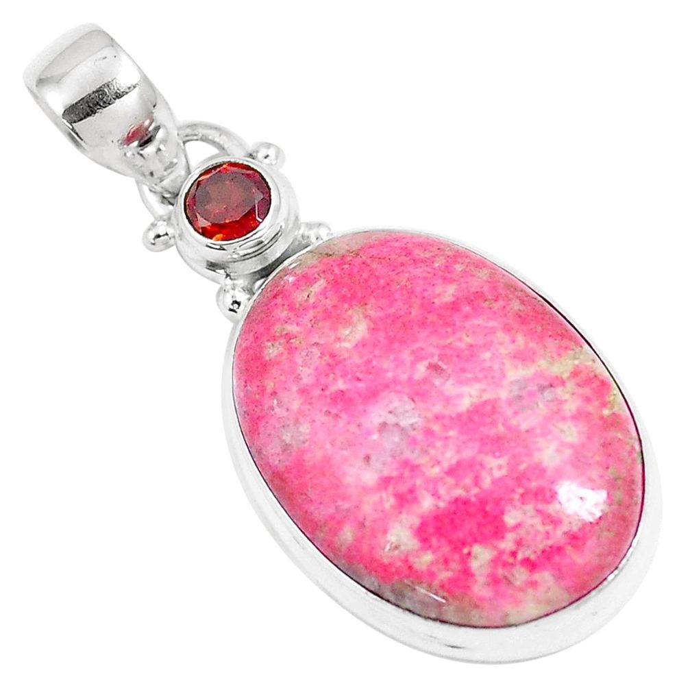 21.48cts natural pink thulite (unionite, pink zoisite) 925 silver pendant m92952