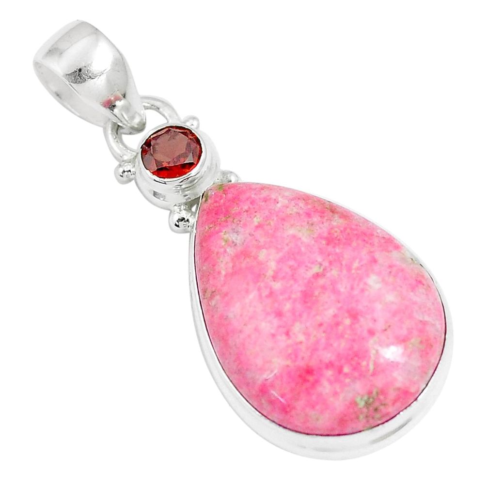 19.72cts natural pink thulite (unionite, pink zoisite) 925 silver pendant m92953