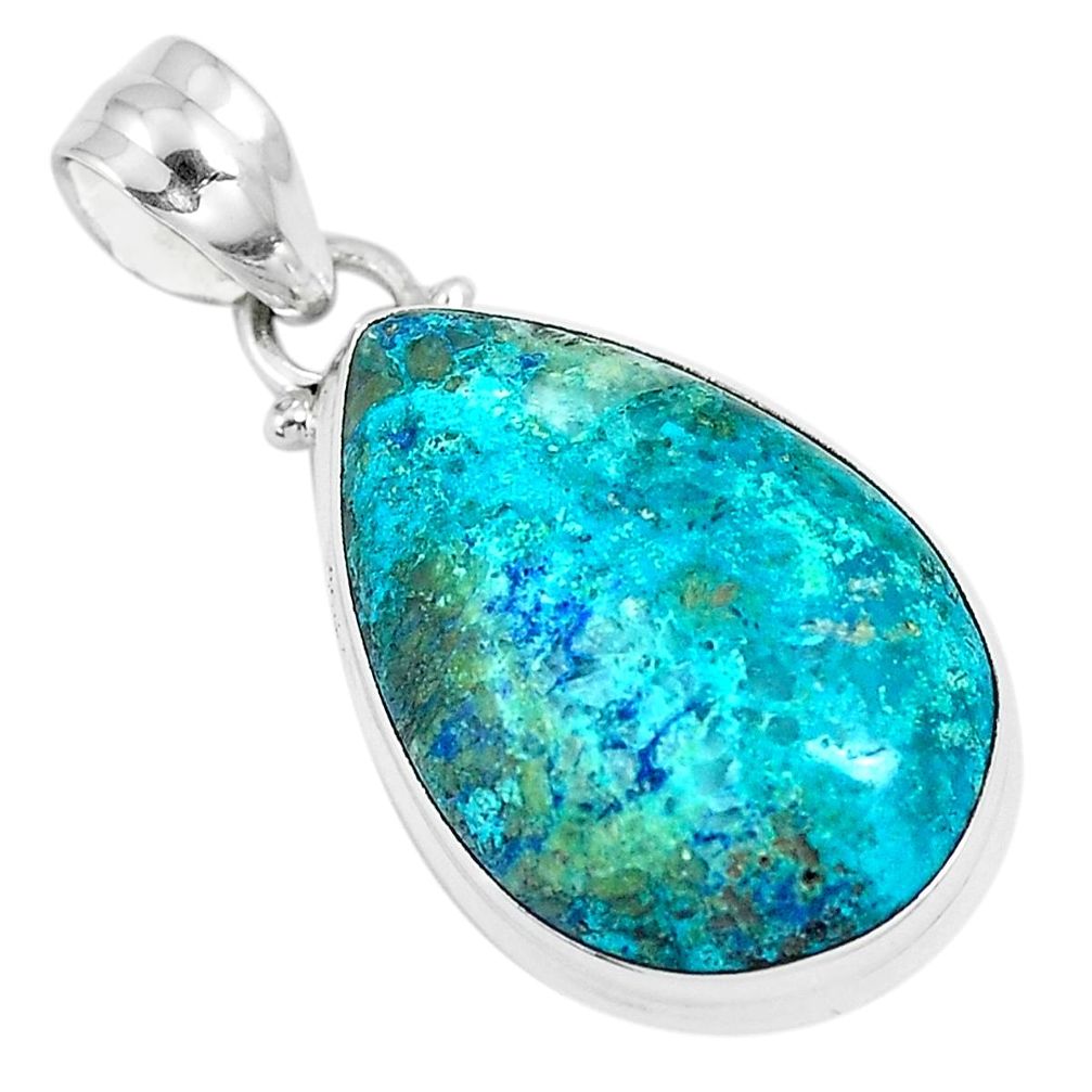 16.20cts natural blue shattuckite 925 sterling silver pendant jewelry m92962