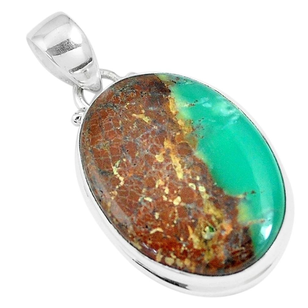 17.22cts natural brown boulder chrysoprase 925 sterling silver pendant m93014