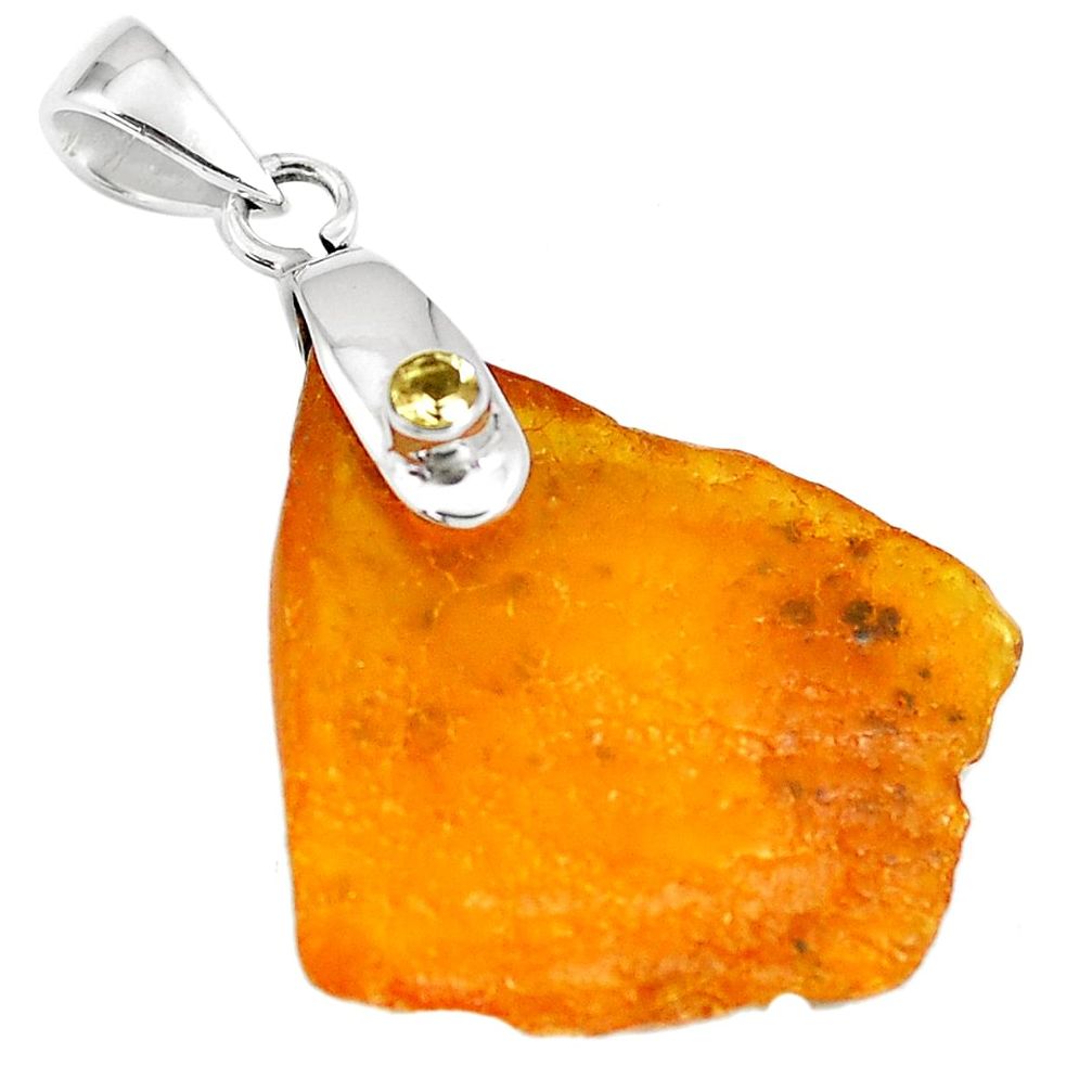 12.96cts natural yellow amber bone citrine 925 silver pendant jewelry m93210