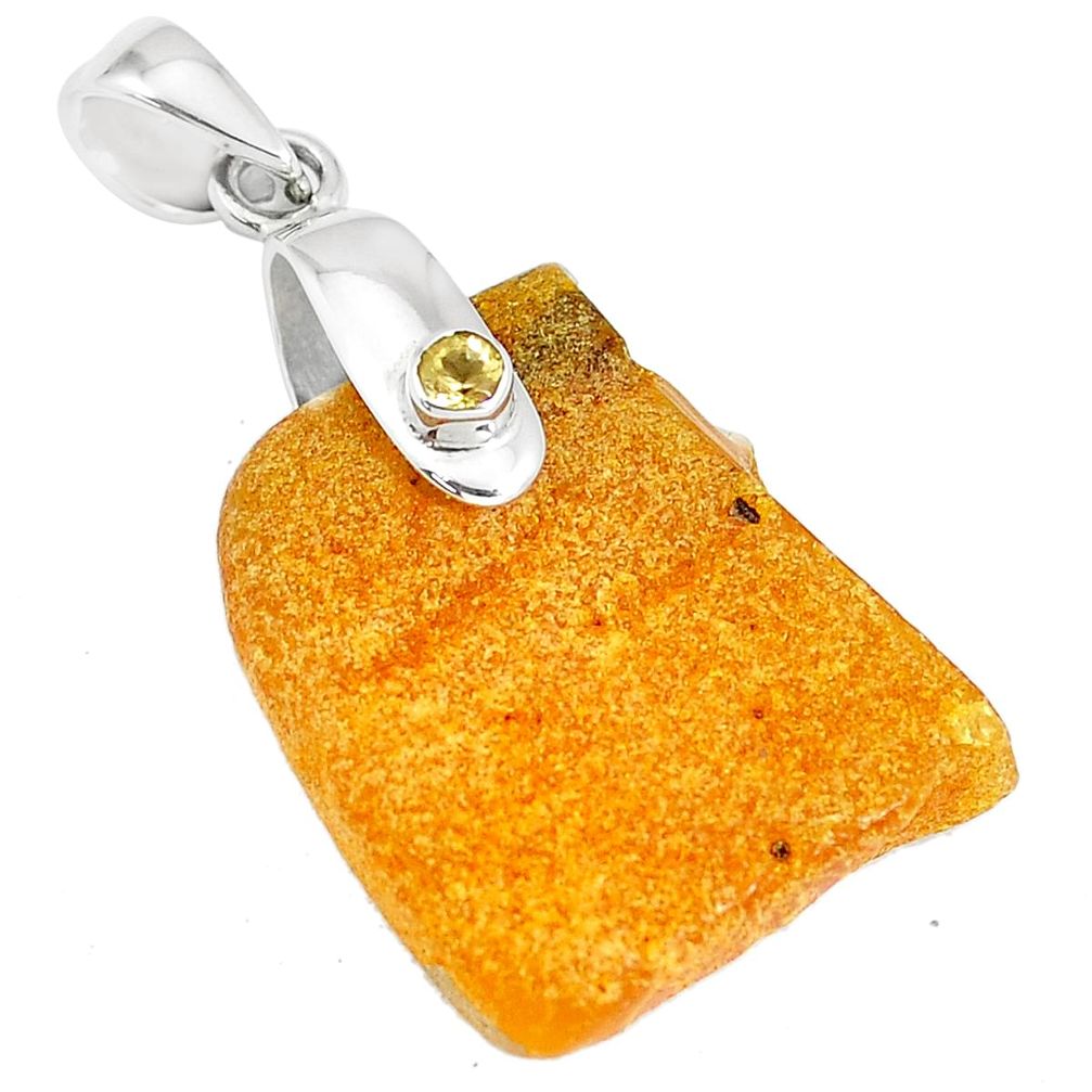 15.31cts natural yellow amber bone citrine 925 sterling silver pendant m93213