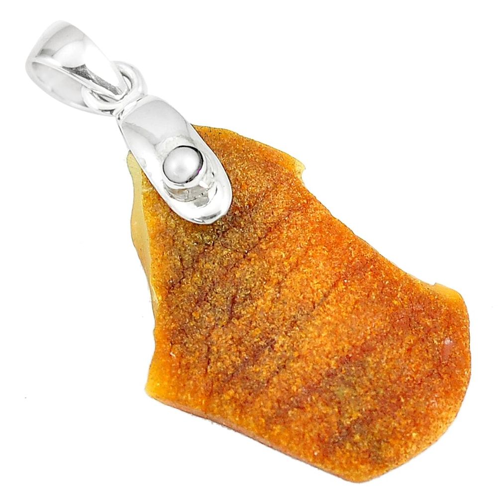 14.30cts natural yellow amber bone pearl 925 sterling silver pendant m93216