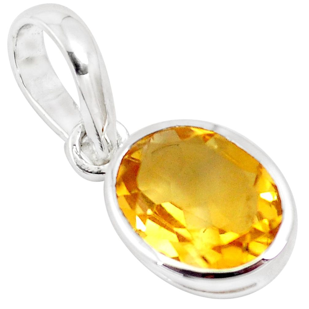 925 sterling silver 2.58cts natural yellow citrine pendant jewelry m93509