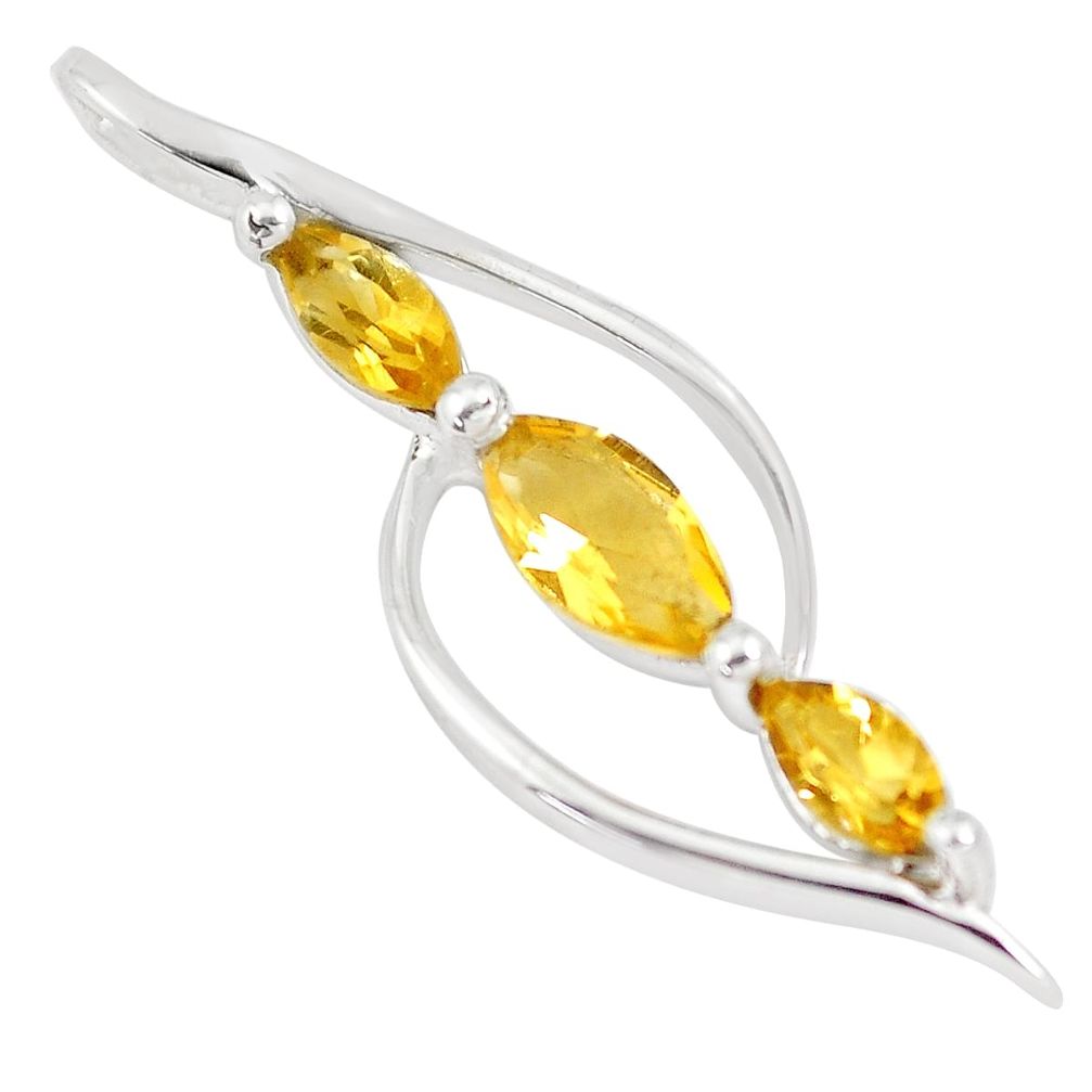 3.65cts natural yellow citrine 925 sterling silver pendant jewelry m93522