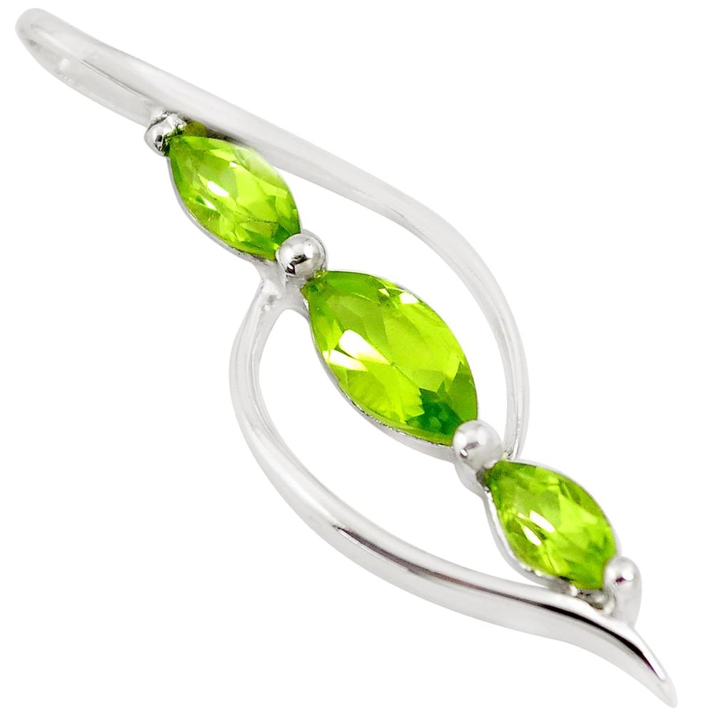 925 sterling silver 3.65cts natural green peridot pendant jewelry m93532