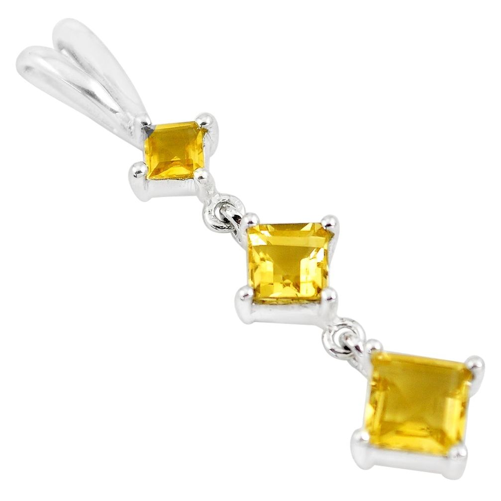 925 sterling silver 4.84cts natural yellow citrine pendant jewelry m93566