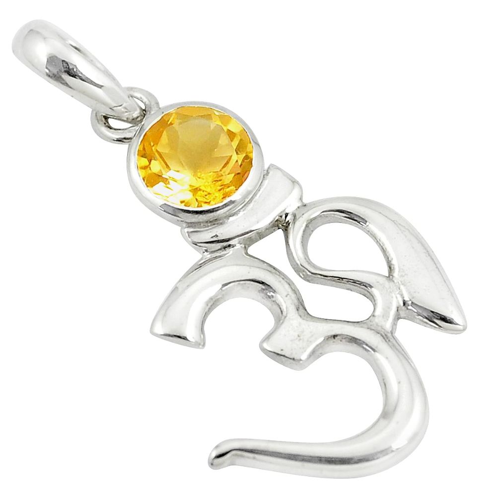 925 silver 2.74cts natural yellow citrine om symbol pendant jewelry m93630