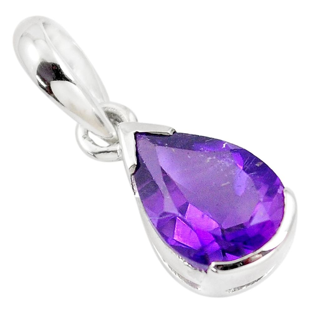 925 sterling silver 2.22cts natural purple amethyst pear pendant jewelry m93672