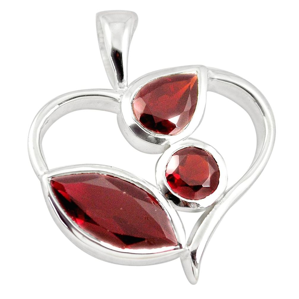 925 sterling silver 8.84cts natural red garnet heart pendant jewelry m93718