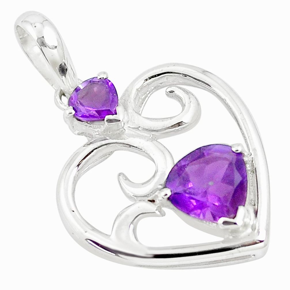 925 sterling silver 3.93cts natural purple amethyst pendant jewelry m93731