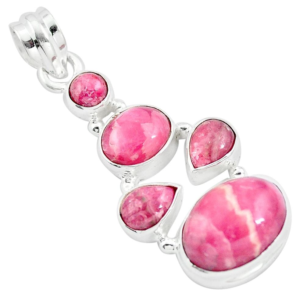 11.80cts natural pink rhodochrosite inca rose 925 silver pendant jewelry m95442