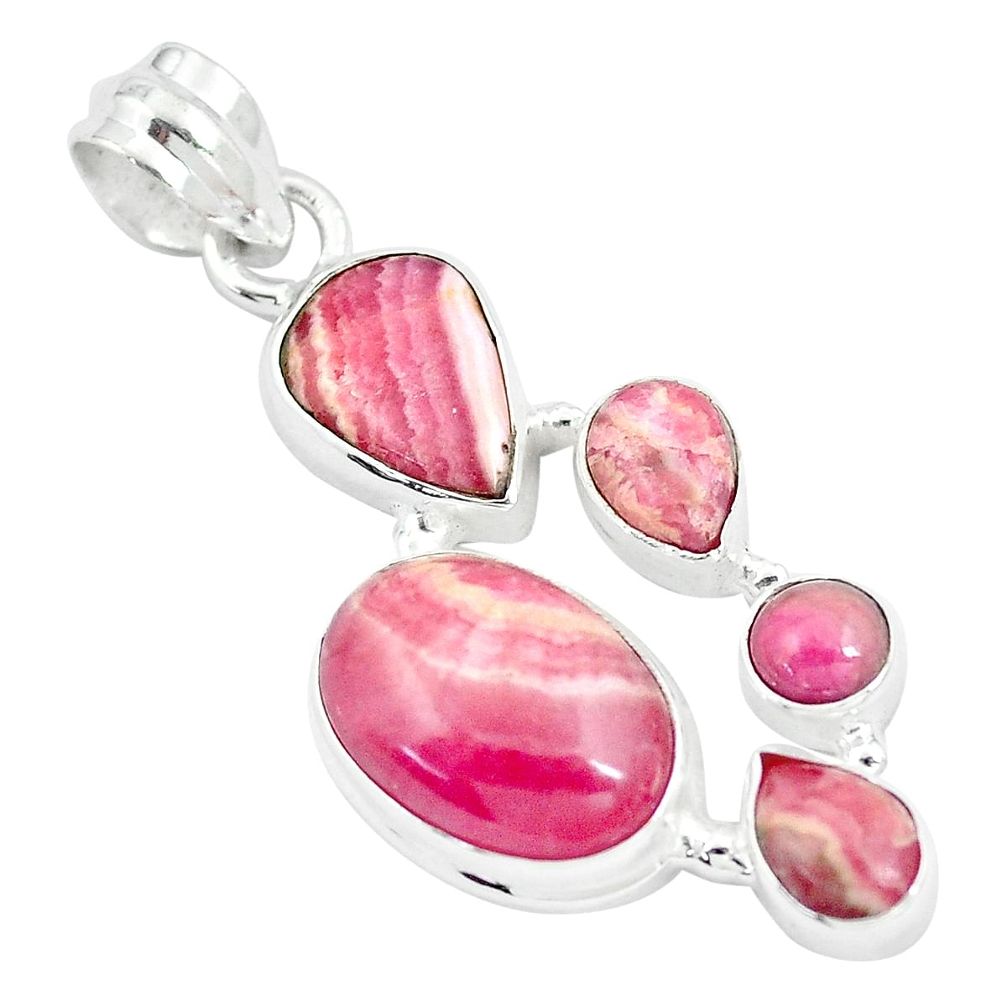 12.32cts natural pink rhodochrosite inca rose 925 silver pendant jewelry m95458