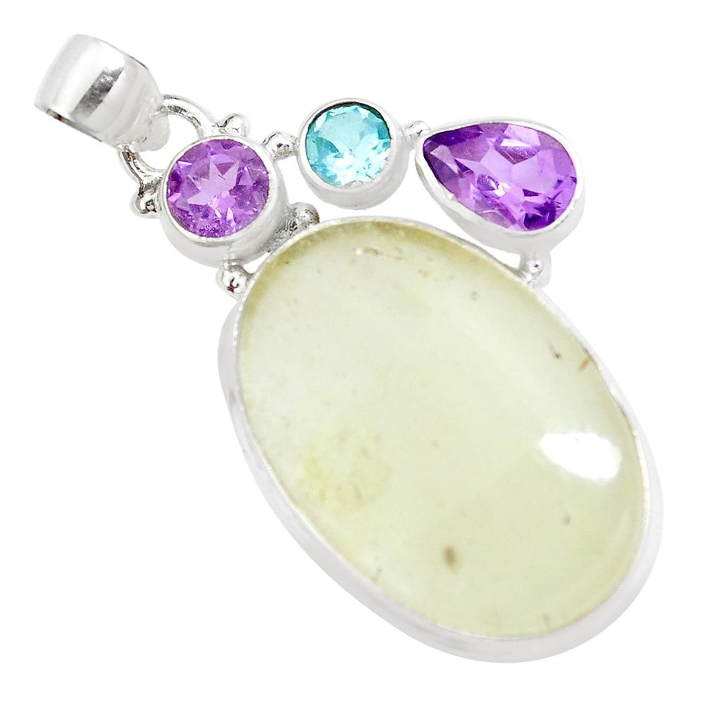 23.11cts natural libyan desert glass amethyst topaz 925 silver pendant m95522