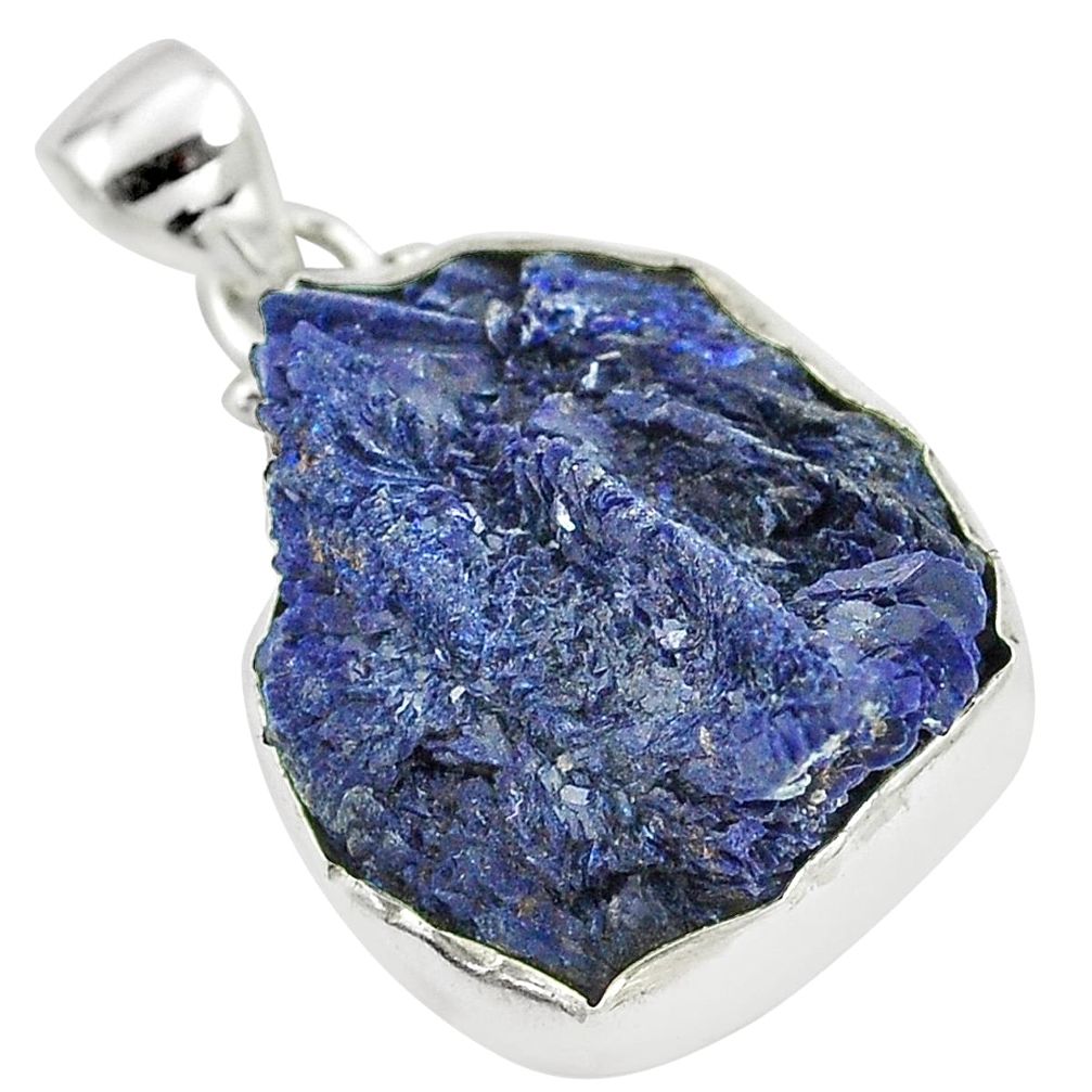 27.05cts natural blue azurite druzy 925 sterling silver pendant jewelry m95641