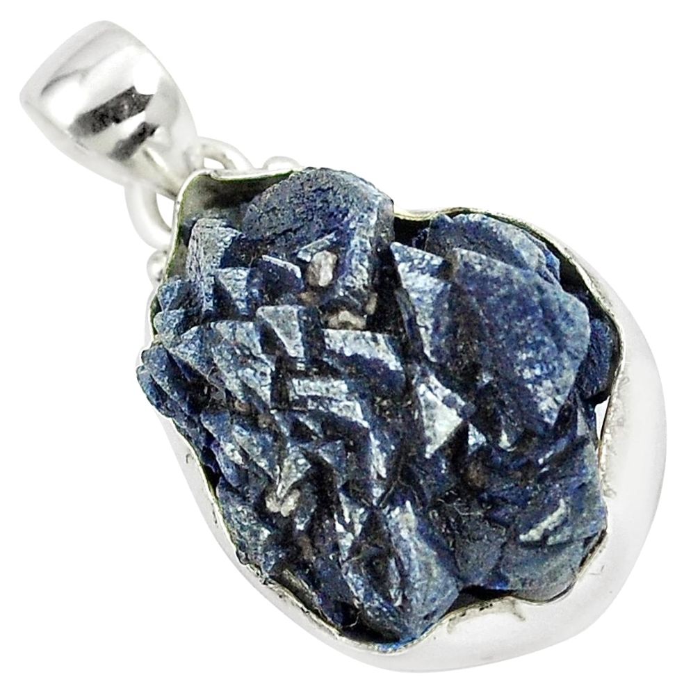 925 sterling silver 26.16cts natural blue azurite druzy pendant jewelry m95646