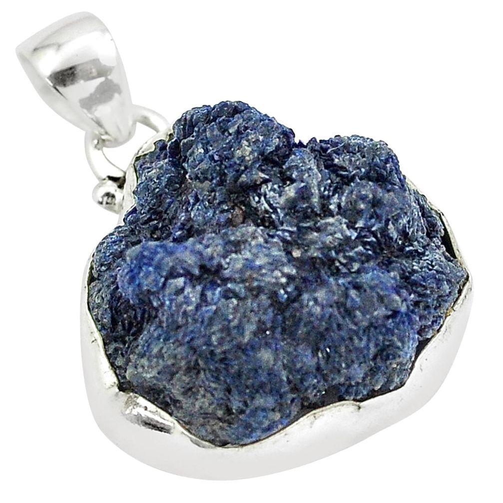 925 sterling silver 29.32cts natural blue azurite druzy pendant jewelry m95653