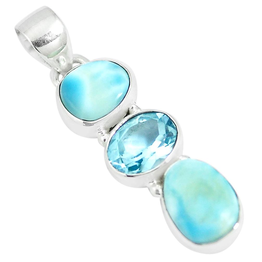 7.24cts natural blue larimar topaz 925 sterling silver pendant jewelry m95694