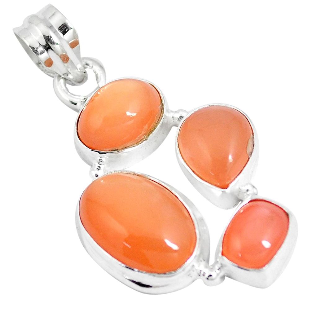 14.06cts natural pink moonstone 925 sterling silver pendant jewelry m95738