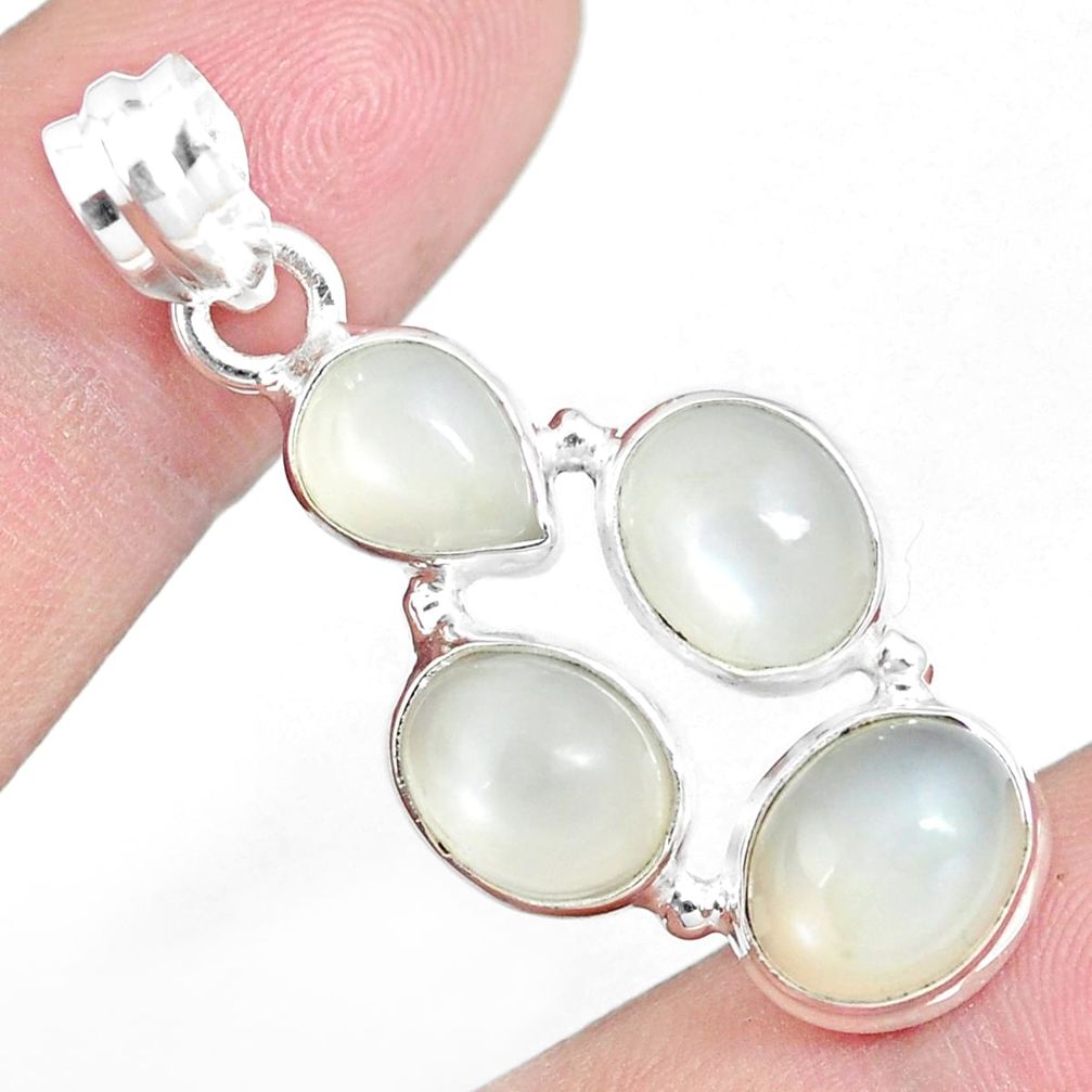 13.85cts natural white ceylon moonstone 925 sterling silver pendant m95741