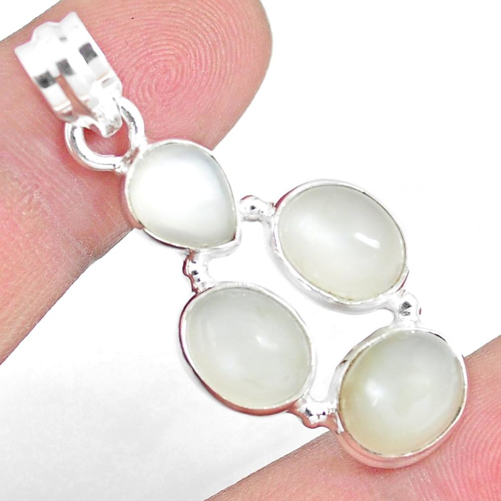 12.83cts natural white ceylon moonstone 925 sterling silver pendant m95751